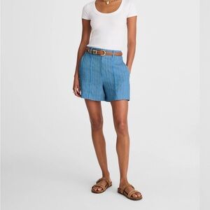 NWT Madewell Pintucked Shorts Stripe Delphinium Blue